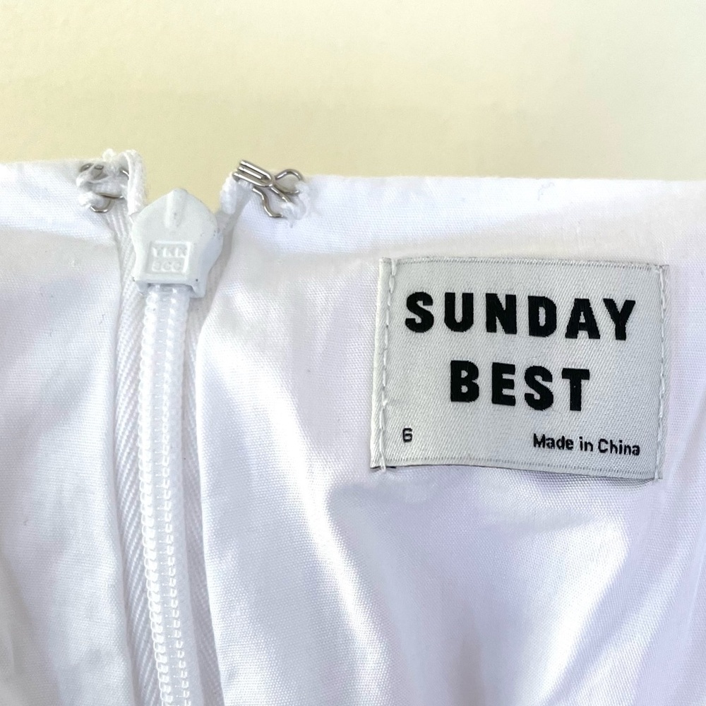 Aritzia Sunday Best Square Neck Back Lace Up Mini Dress 6 White Short Sleeve - Picture 10 of 12